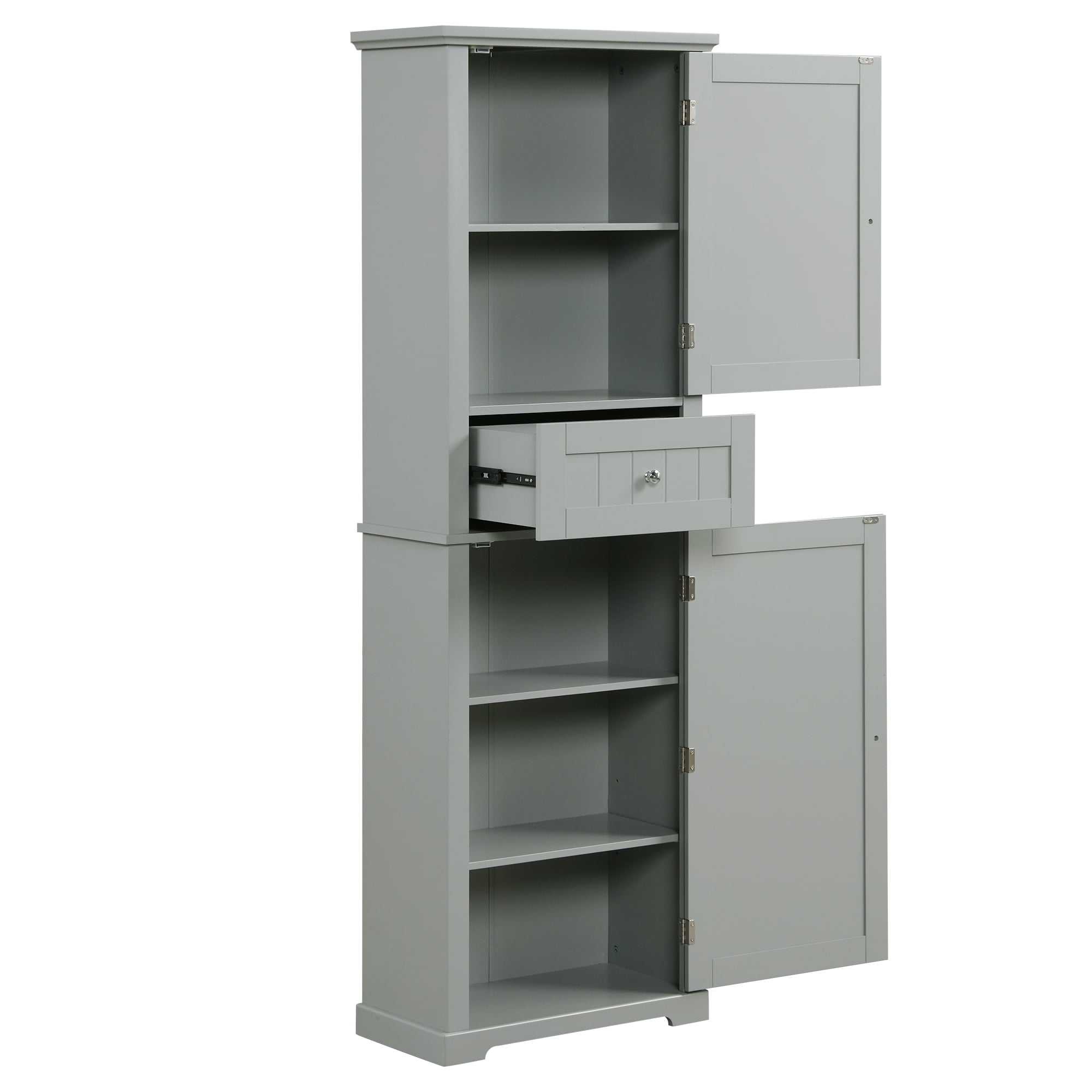 Tall Bathroom Storage Cabinet with Drawer and Adjustable Shelf, MDF, Grey