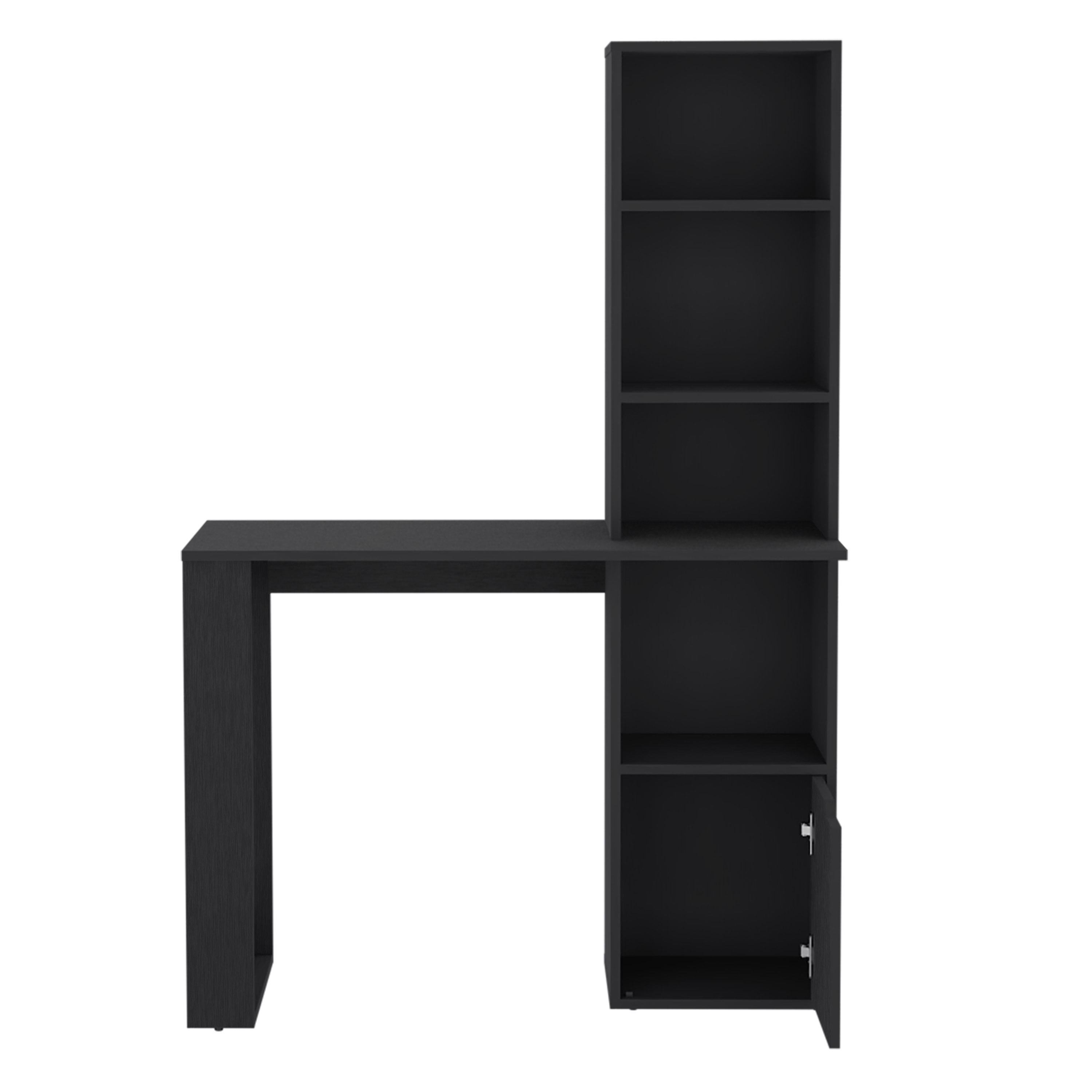 Astoutdoor Writing Desk with Bookcase and Cabinet, Black