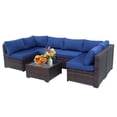 thumbnail image 1 of AstrPthylx 7-Piece Patio Sectional Set with Coffee Table, All-Weather Outdoor PE Rattan L-Shaped Sofa & Cushions for Garden, Backyard (Blue), 1 of 6