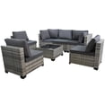 thumbnail image 1 of AstrPthylx 7-Piece Patio Sectional Set with Coffee Table, All-Weather Outdoor PE Rattan L-Shaped Sofa & Cushions for Garden, Backyard (Dark Gray), 1 of 6