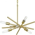 thumbnail image 1 of Astra Collection Six-Light 22" Satin Brass Modern Chandelier, 1 of 9