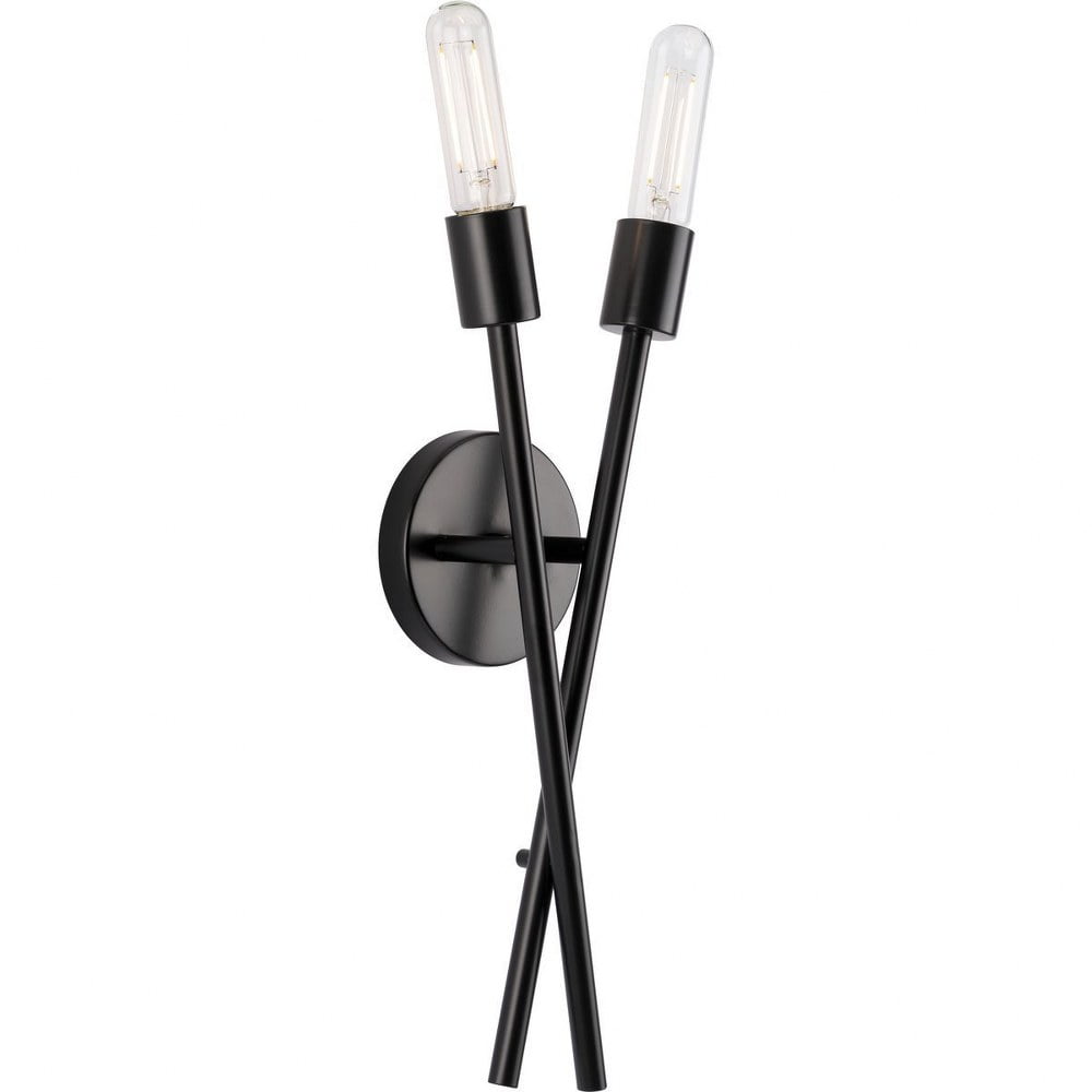 Astra Matte Black Steel 2-Light Wall Sconce