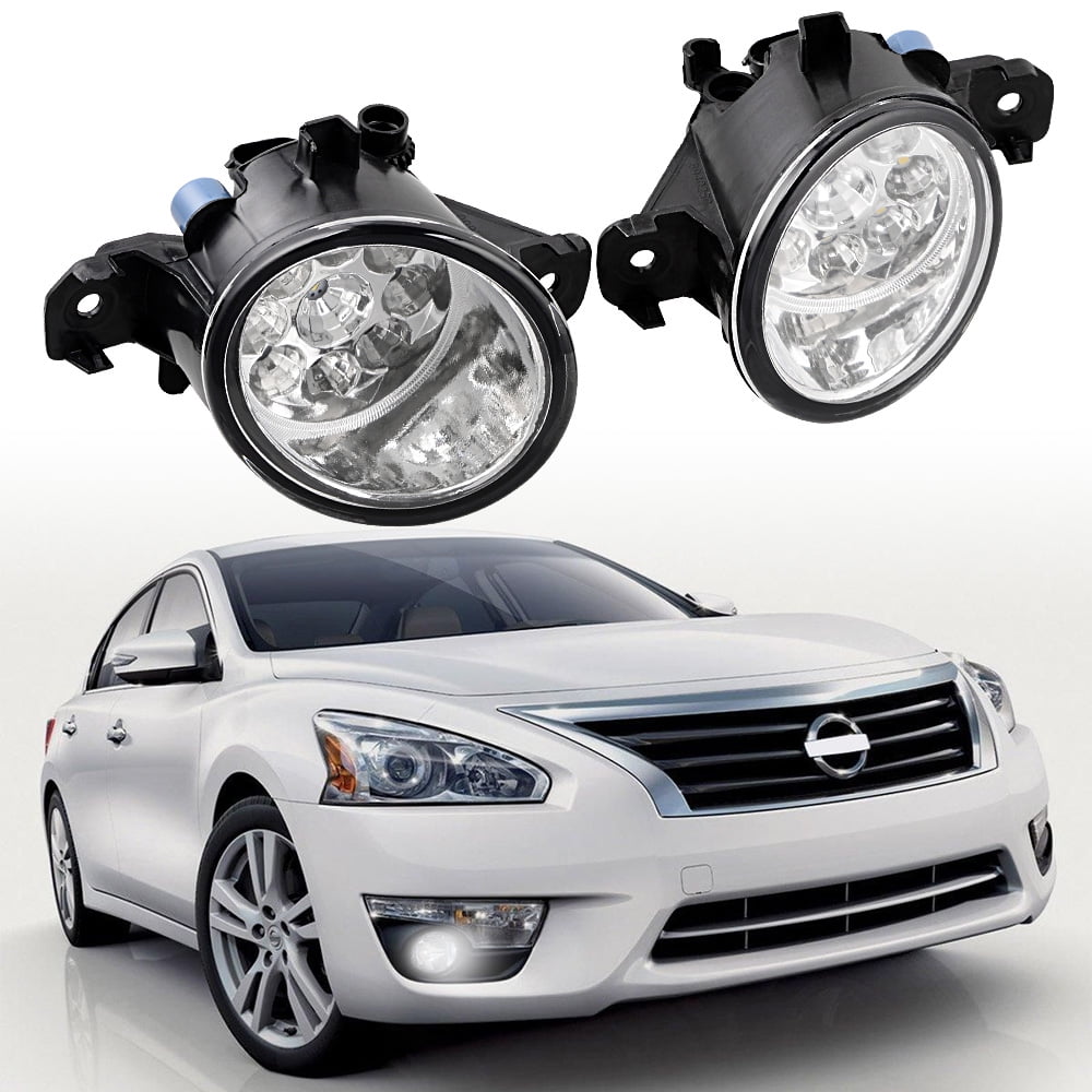 Astra Depot 1 Pair 9 LED Fog Lights Assembly Lamp Real Glass Lens for Nissan Altima Maxima Sentra Rogue Pathfinder