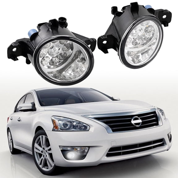 Astra Depot 1 Pair 9 LED Fog Lights Assembly Lamp Real Glass Lens for Nissan Altima Maxima Sentra Rogue Pathfinder