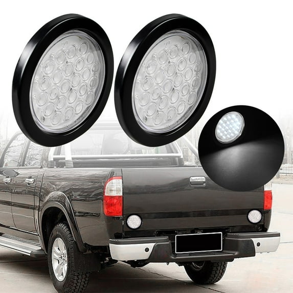 Astra Depot 2X 4" Round Clear Lens 24-LED White Back Up Reverse Tail Light Wiring Plug Fit 12V DC Truck Trailer RV