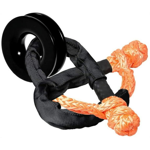 Astra Depot 2pcs 1/2" Orange Synthetic Soft Shackle + Black Recovery Snatch Ring 41000lbs for Tree Straps Towing Truck ATV UTV Sailing Climbing Boating