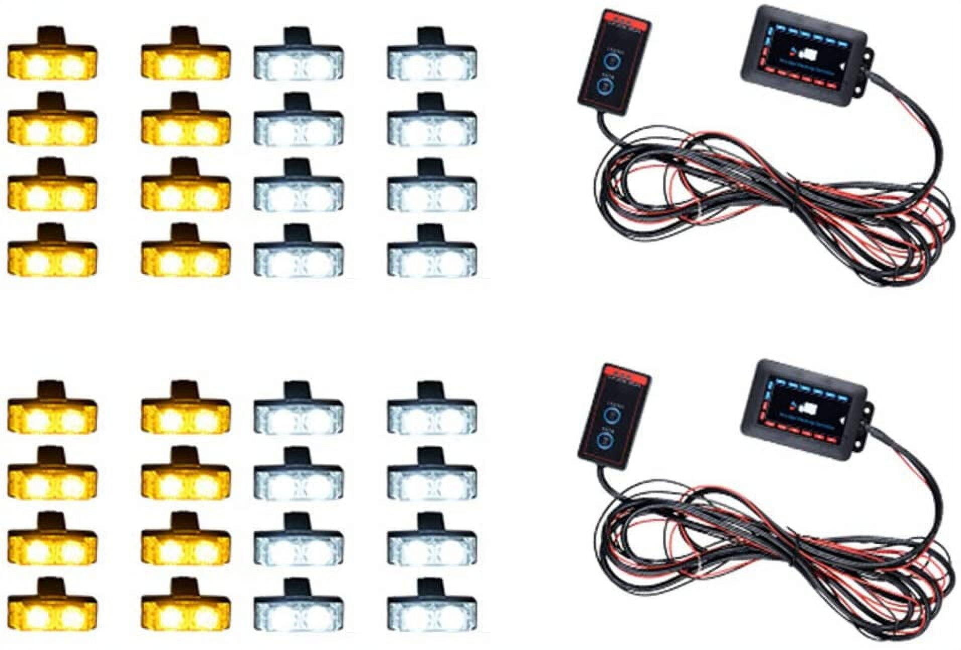 Astra Depot 32 Pieces White & Amber 2 LED Warning Beacon Strobe Lights