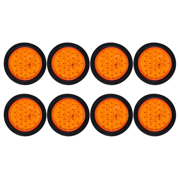 Astra Depot 8pcs Amber Round 4" 24-LED Tail Turn Signal Light Fit Cargo Semi Trailer Container Tractor Truck Bus Lorries