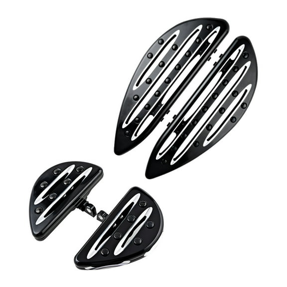 Astra Depot Black Adjustable Motorcycle Driver Passenger Floorboards Floor Boards for Harley Touring Street Glide 1984-2017