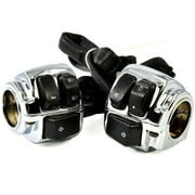 Astra Depot Chrome 1” Motorcycle Handlebar Controls Switches Kit for Harley Softail Sportster