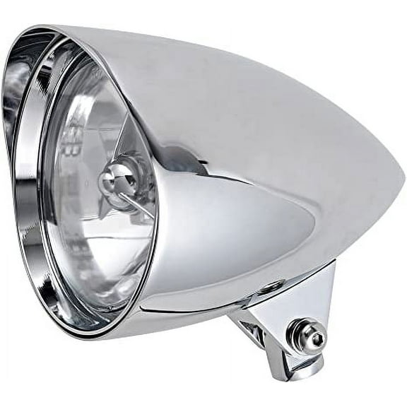 Astra Depot Classic Motorcycle Halogen Headlight Chrome Billet Custom Tribar with Visor 5.75" Tri-Bar for Harley Honda Yamaha Kawasaki Suzuki