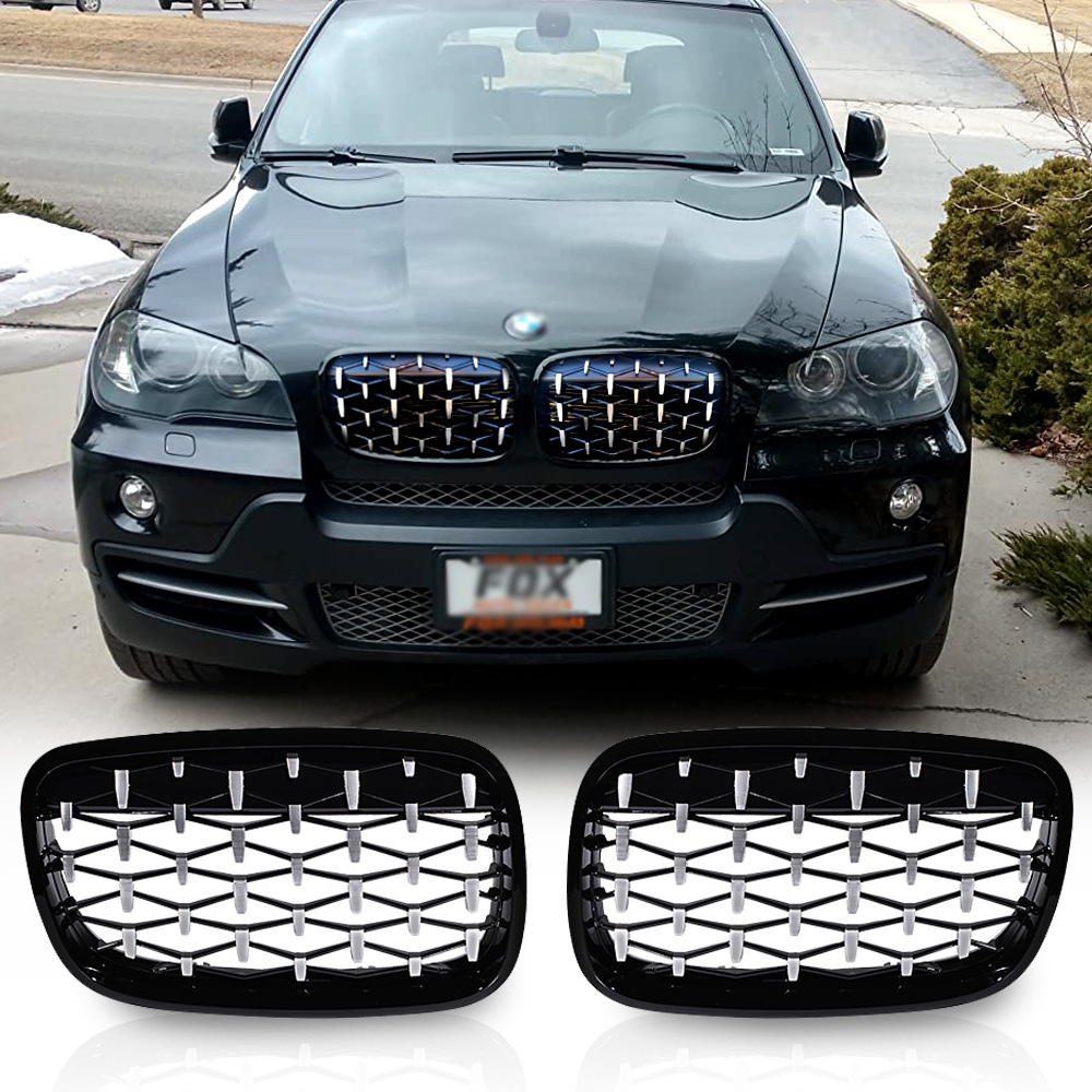Gloss Black Dual Line Kidney Grille – Fits 2014-2017 BMW X5 F15 / X6 F16, Pair, ABS, 51117303107