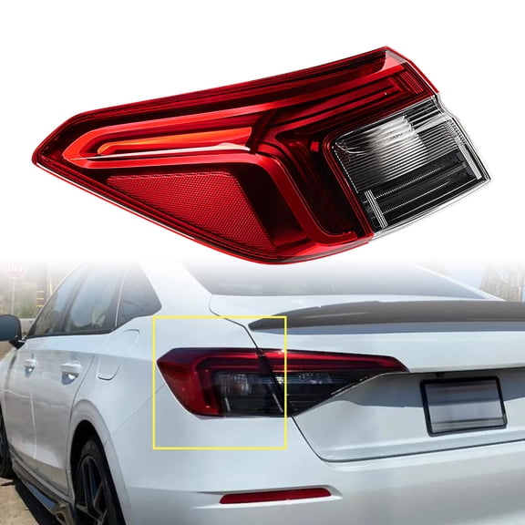 Astra Depot Driver Left Side Taillight Tail Light Assembly Clear Red Lens Replacement for 2022-2023 Honda Civic Sedan Brake Turn Signal Reflector
