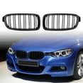 thumbnail image 1 of Astra Depot Glossy Black Carbon Fiber Double Line Kidney Grille Fit 2012-2018 BMW F30 F31 320i 328i 335i 4-Door, 1 of 9