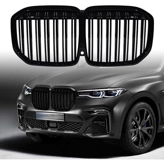 Astra Depot Glossy Black Double Line Kidney Grille For 2019-2021 BMW G07 X7 xDrive40i xDrive50i M50i Sport 4-Door