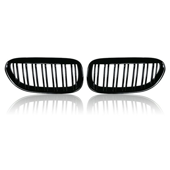 Astra Depot Glossy Black Kidney Grille Double Line Fit 2004-2010 BMW E63 E64 650i 650Ci 645Ci M6 2-Door