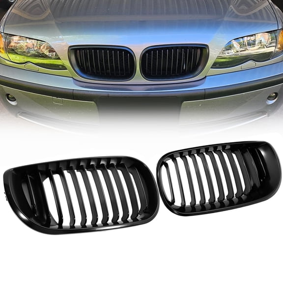 Astra Depot Matte Black Front Kidney Grill Grille For 02-05 BMW E46 325i Sedan 4-Doors LCI