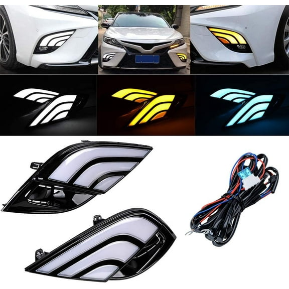 Astra Depot Pair LED DRL Daytime Running Lamp Turn Signal Fog Light Fit Toyota Camry SE XSE 2018 2019 2020