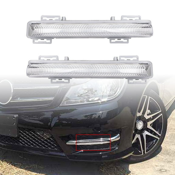 Astra Depot White LED DRL Daytime Running Lamp Fog Lights for 2007-2014 Mercedes W204 C300 C350