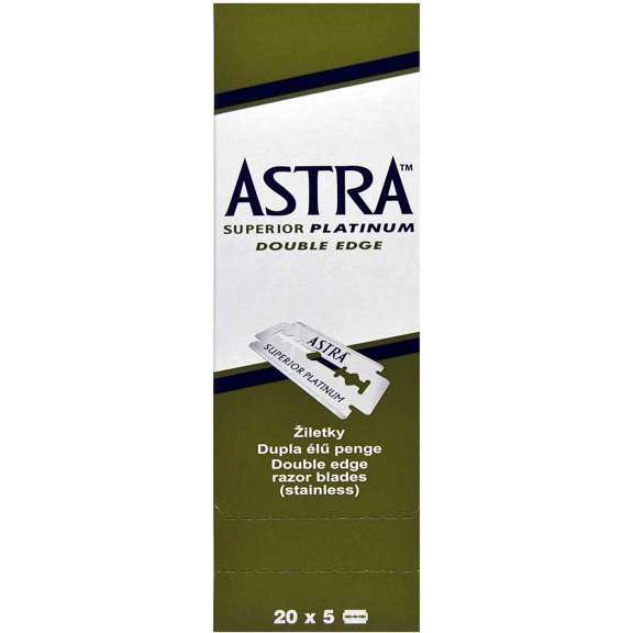Astra Superior Platinum Double Edge Shaving Razor Blades 100 Pcs Barber Favored by Astra