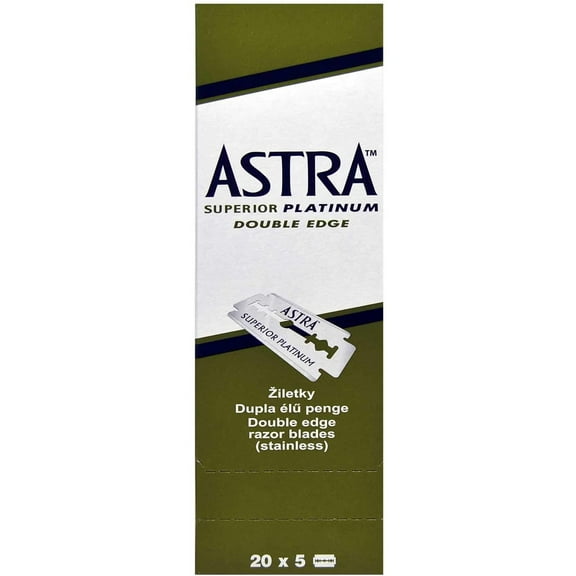 Astra platinum double edge safety razor shaving blades ,100 blades (20 x 5)