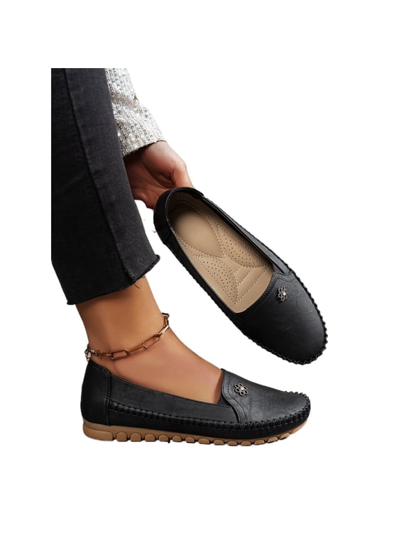 Women’s Slip-On Loafers Flats, Casual Comfort Walking Shoes for Women, Lightweight Flexible Sole Driving Moccasins, Soft Breathable Everyday Flat Shoes, Non-Slip Outdoor Wear