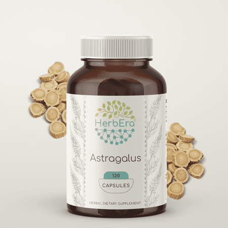HerbEra Astragalus Capsules, Herbal Dietary Supplement for Immune Support, Astragalus (Astragalus Membranaceus) Dried Root Capsules, Natural, 120 Capsules