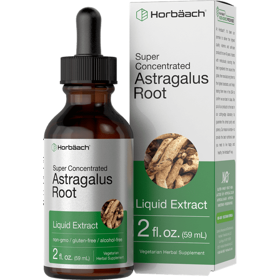 Astragalus Root Liquid Extract | 2oz | Vegetarian & Alcohol Free for Men and Women | by Horbaach