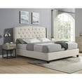 thumbnail image 1 of [Luckynote]Astral 3-Piece Upholstered Bedroom Set, Tufted Wingback Bed with Two Gray Nightstands, 1 of 11