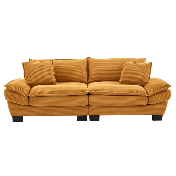 Cozy Yellow Corduroy Sofa Sleeper Loveseat - 84" Deep Seat Couch with Pillows for Living Room, Bedroom, Apartment, Office Dorm - Durable & Breathable