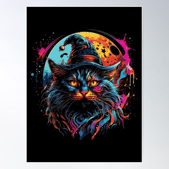 Astral Feline Wizard Poster Wall Art, Modern Wall Decor For Living Room Bedroom, 12x18 UNFRAMED