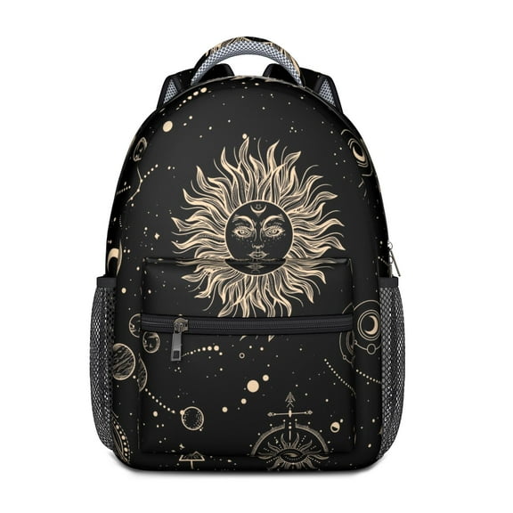 Astral Gothic Backpack – Celestial Moon, Eclipse & Solar Starburst with Dark Gothic Cosmic Elements for