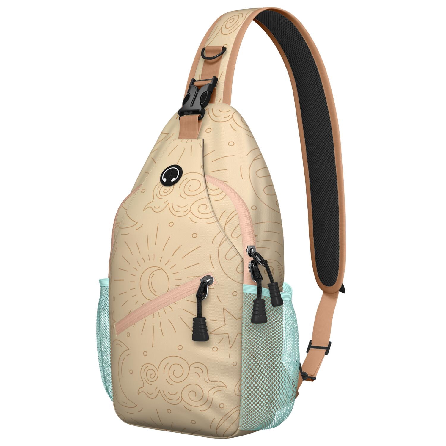 Astral Gothic Sun and Moon Sling Bag Gothic Black and Gold Moon Chest Bag Versatile Wear for Men & Women, Hands-Free Option