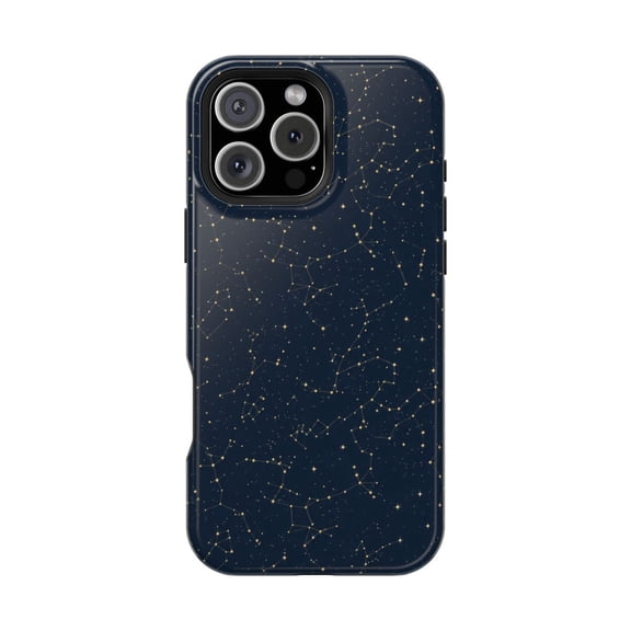 Astral Map Magnetic Tough Phone Case, Celestial Star Chart Dual Layer Cover with Built-In Magnetic Ring Compatible with iPhone 13 Pro Max