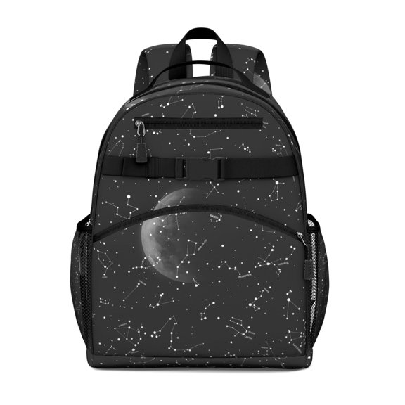 Astral Moon Waterproof Backpack - Spine-Protecting Travel Daypack for Students, Gothic Cosmic Theme