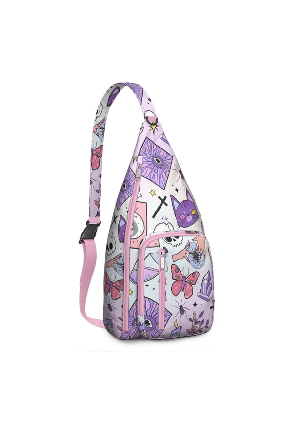 Astral Sling Backpack - Ethereal Star Map & Solar System Pattern, Multi-Functional Water-Resistant Pack for Students & Travelers