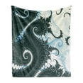 thumbnail image 1 of Astral Soft Flannel Fleece Throw Blanket, Abstract Fractal Inspired Motif with Swirls, Cozy Plush for Indoor and Outdoor Use, 70" x 90", Ivory Dark Reseda Green, by Ambesonne, 1 of 5