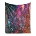 thumbnail image 1 of Astral Soft Flannel Fleece Throw Blanket, Abstract Jumble Design Space Representation with Grunge Spots and Plants, Cozy Plush for Indoor and Outdoor Use, 50" x 70", Multicolor, by Ambesonne, 1 of 5