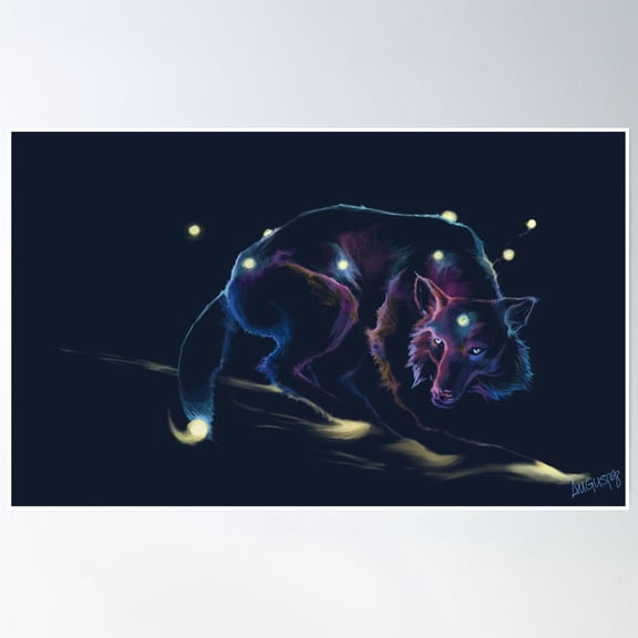 Astral Wolf Poster Wall Art, Modern Wall Decor, 8x12 UNFRAMED