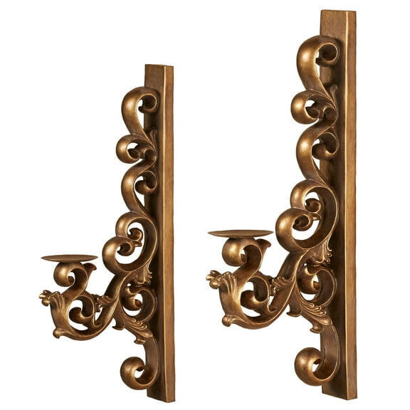 Astrella Aged Gold Traditional Scroll Wall Sconce Pair