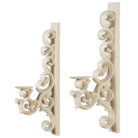 Astrella Antique White Traditional Scroll Wall Sconce Pair