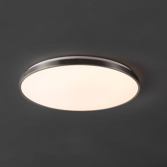 JONATHAN Y Astrid 21.25" 1-Light Modern Minimalist Iron Circle Integrated LED Flush Mount, Brushed Nickel, JYL7908B