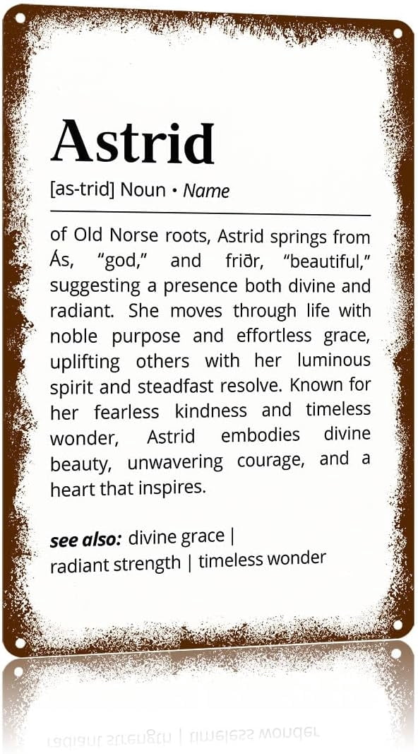 Astrid Name Meaning Vintage Metal Sign,Text Art Poster Home Wall Decor ...