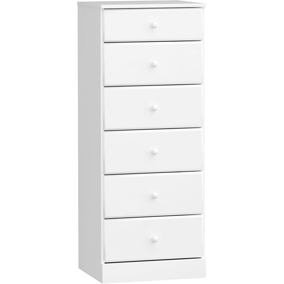 Astrid Tall White Dresser: 16.5"D x 19.75"W x 50"H, 6-Drawer Chest for Bedroom by - Perfect Chest of Drawers for Ample Storage