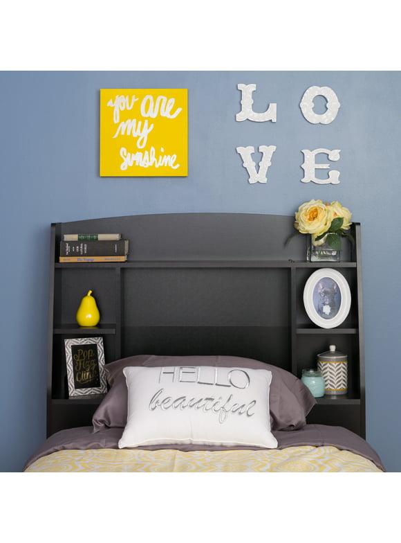 Astrid Twin Storage Headboard with Side Compartments, Black