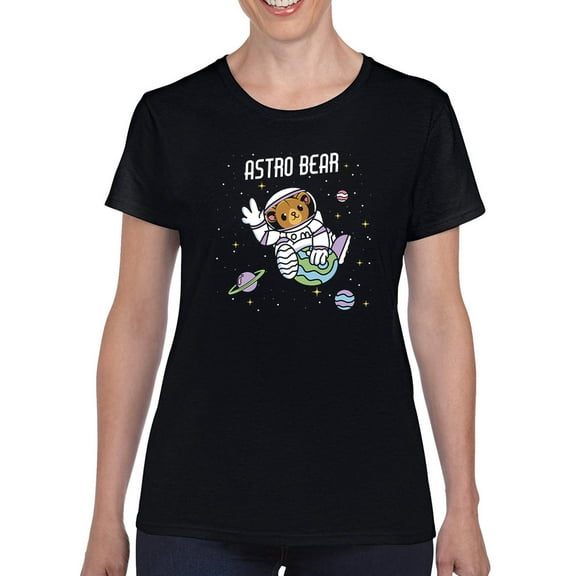 Astro Bear T-Shirt Women -Smartprints Designs, Female 3X-Large