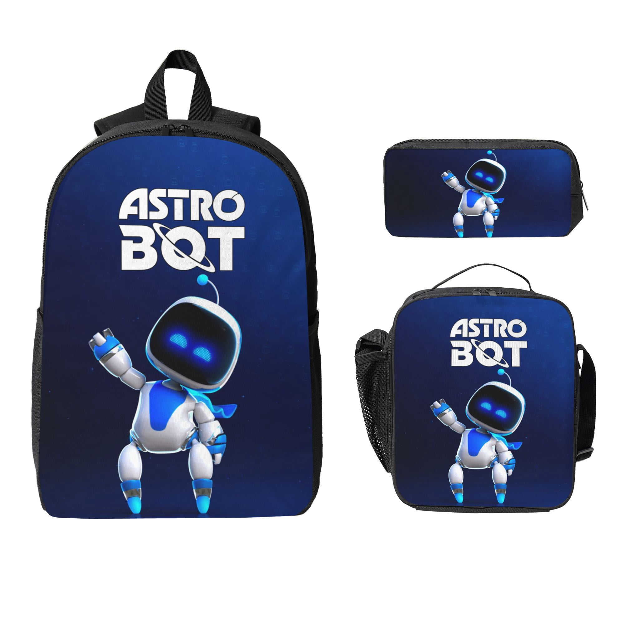Astro Bot 3 Piece Backpack Set With Lunch Bag Pencil Case , High ...