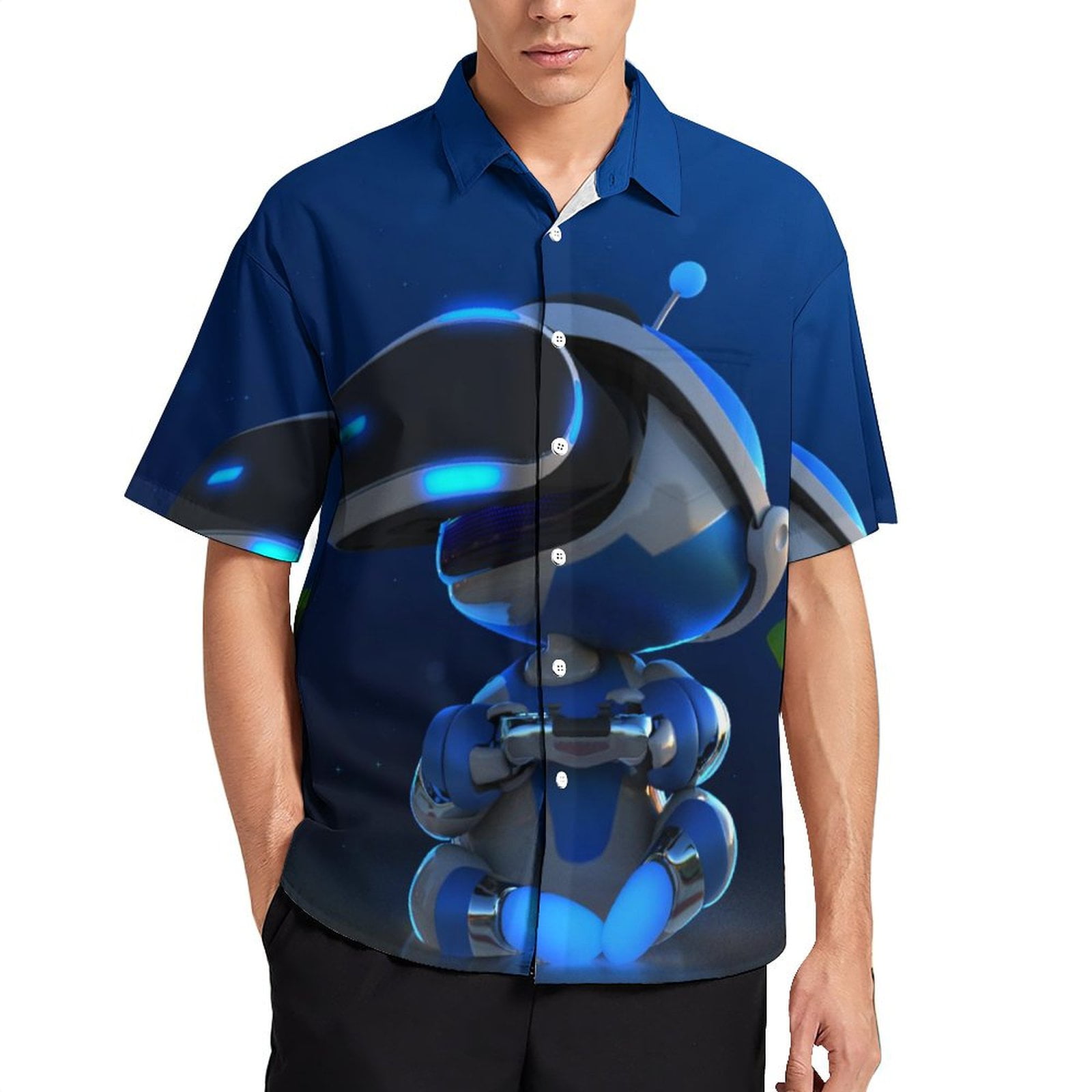 Astro Bot Mens Hawaiian Shirt Short Sleeve Button Down Shirts Tropical ...