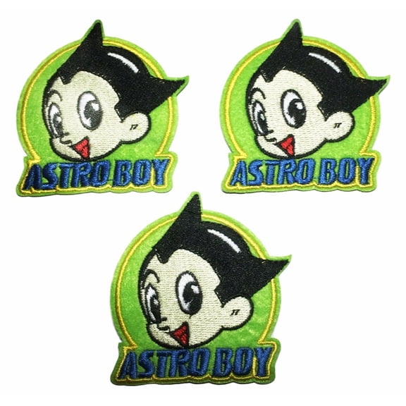 Astro Boy Head and Logo Embroidered Patch Set of 3 Patches