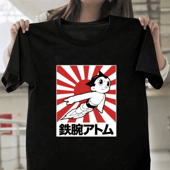 Astro Boy Rising Sun Red Japanese Classic Anime Robot Hero Unisex T-Shirt, up to size 3XL.